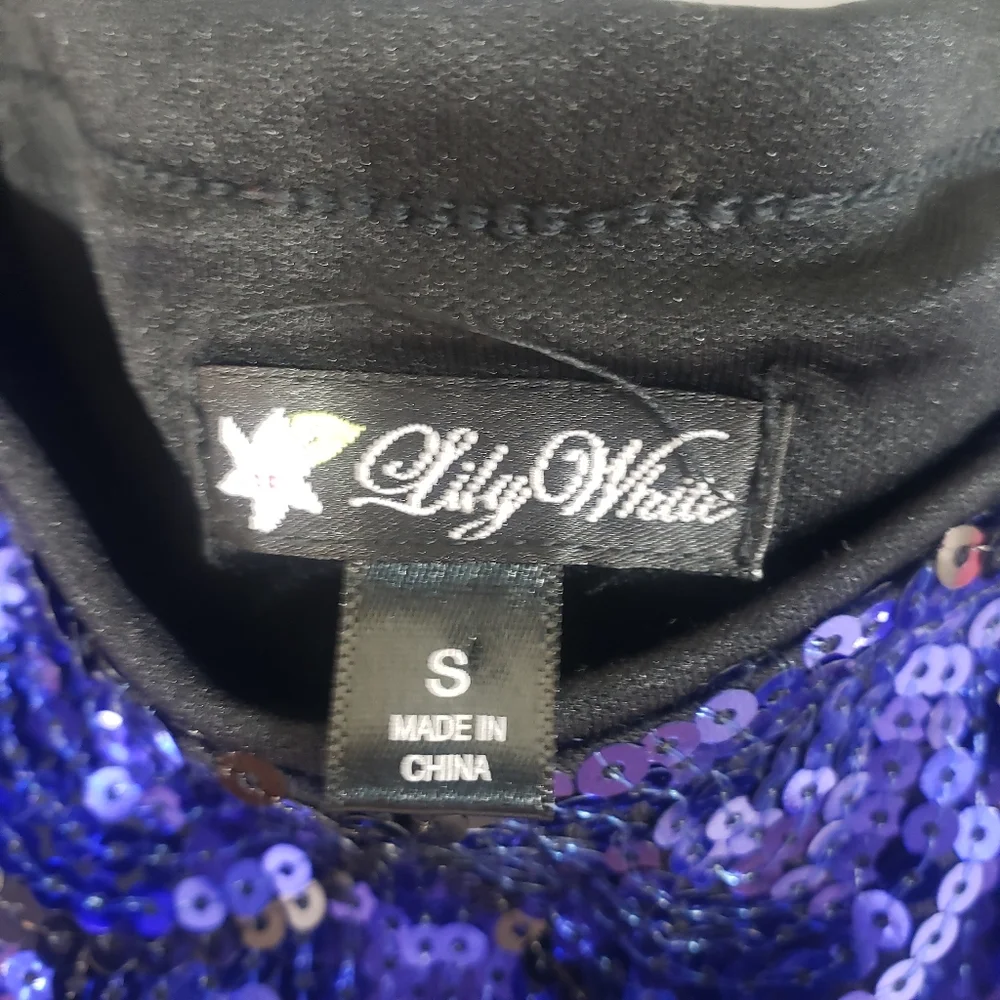 LILY WHITE blue mermaid sequin mini skirt Sz S